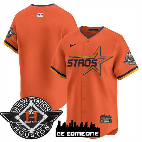 Mens Houston Astros Blank Orange 2025 City Connect Limited Stitched Jersey Dzhi->houston astros->MLB Jersey